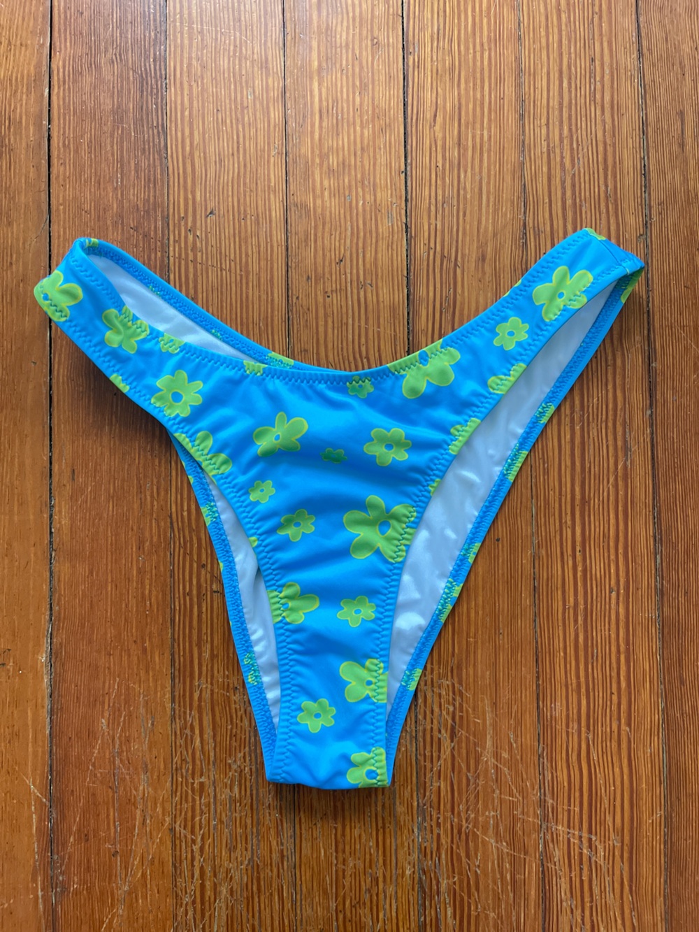 NWOT Heavy Manners High Cut Cheeky Bottoms in Miss August Blue Green Floral - Picture 6 of 9